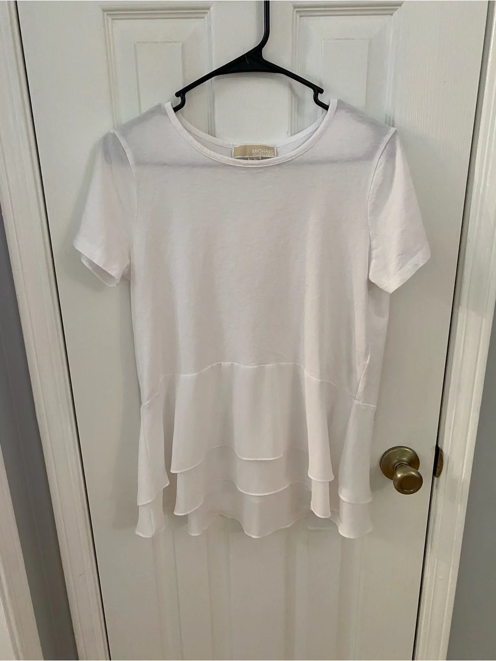 Michael Kors White Layered Peplum Top Size M